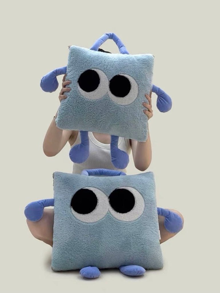 Big Eyes 2-in-1 Convertible Throw Pillow Blanket, Cute Whimsical Soft Cushion