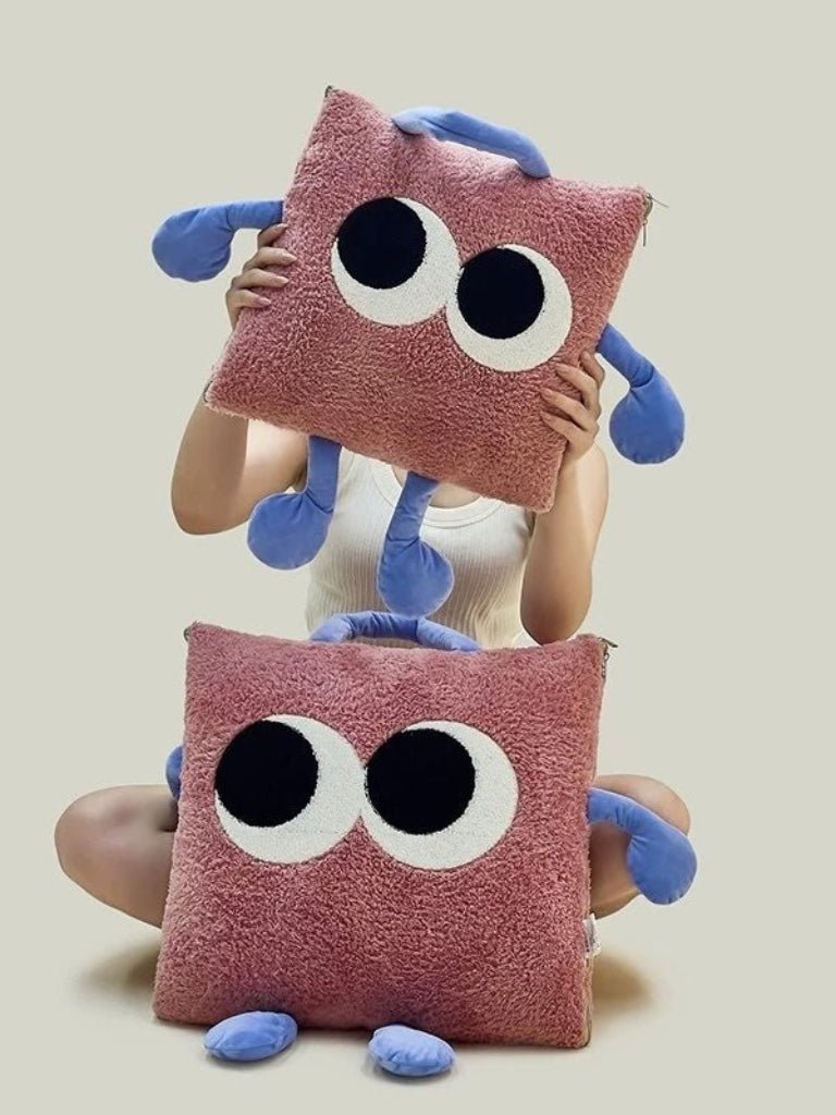 Big Eyes 2-in-1 Convertible Throw Pillow Blanket, Cute Whimsical Soft Cushion